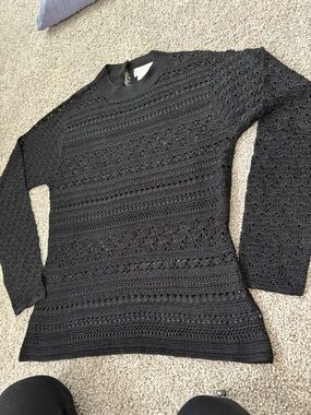 Lisa brand women’s Vintage intricate knit black pullover long sleeve sweater